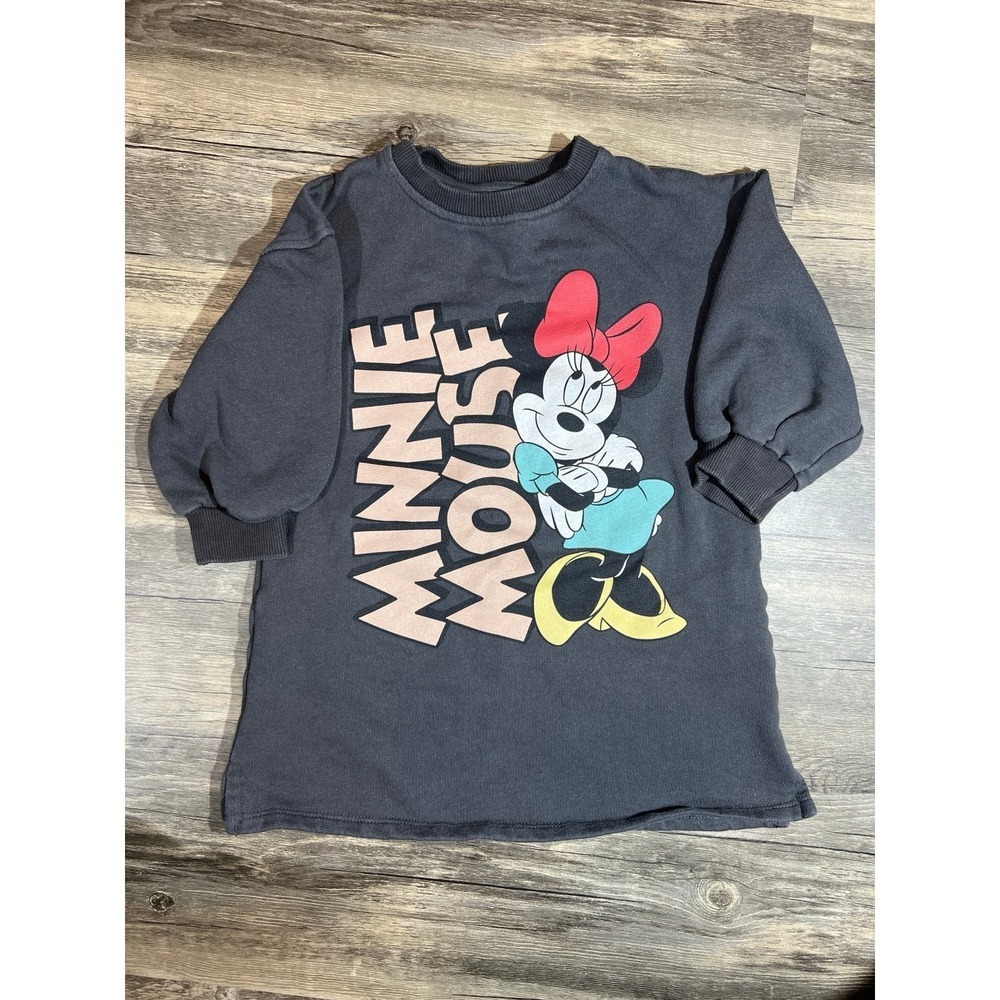 Limited Zara Disney Baby Minnie Mouse Sweatshirt 18–24 Months Charcoal Gray